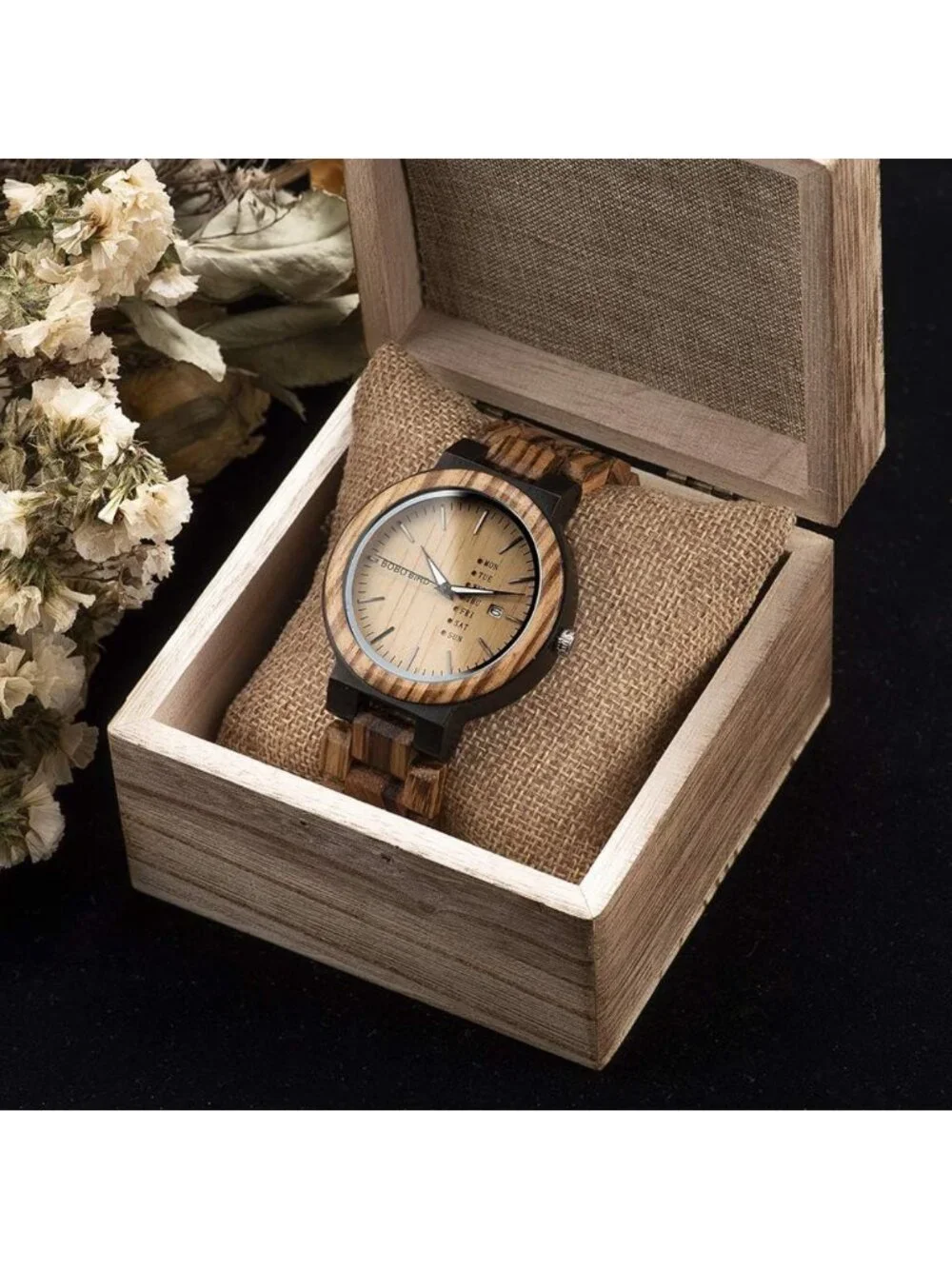 Stylish Multi-Functional Zebra Wooden Quartz Watch for Men - Lightweight